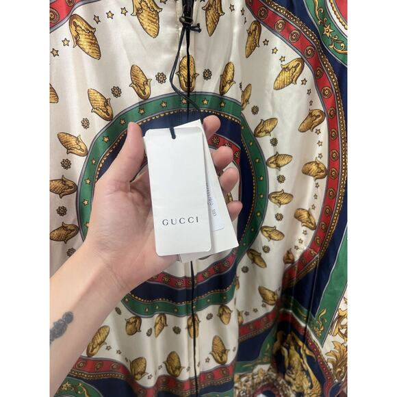 Gucci Mens BLOUSONMERMAID CIRCLE BOMBER ON TWILLGREEN/IVORY PRNT/MIX New - Picture 6 of 13